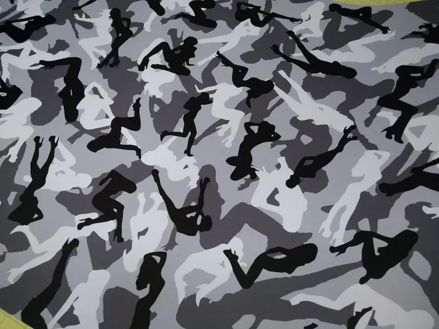 Snow girl camouflage vinyl car wrapping film sticker Camo black white grey (5)