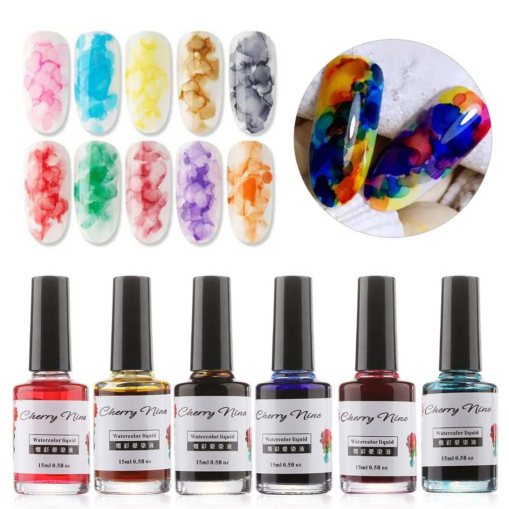 

15ml Summer New Uv Watercolors Ink Marble Nail Polish Art Smoke Color Smudge Bubble Armor Color Marble Smudge Nail Gel Art Tool
