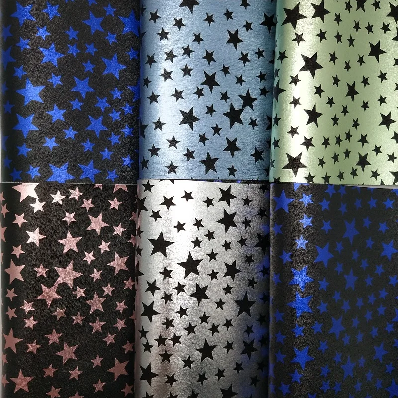 

1PC 21X29CM Synthetic Letaher, Cuero Sintetico Printed Stars Leather For Making Bows Accessories LEOsyntheticoDIY 9S23