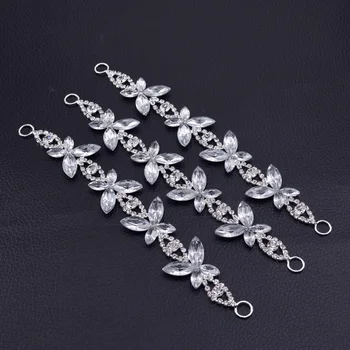 

30pcs/lot 17cm length handmade butterfly Rhinestone Buckles Appliques for Bikini Connector Bridal Dress Sewing Accessories HK-32