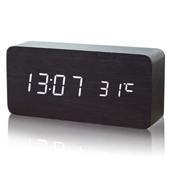 

LED Alarm clock Digital-Watch Reloj Relogio Despertador Wood Saat Electronic Desk Clock Reveil Wekker Clocks Masa Saati Madera