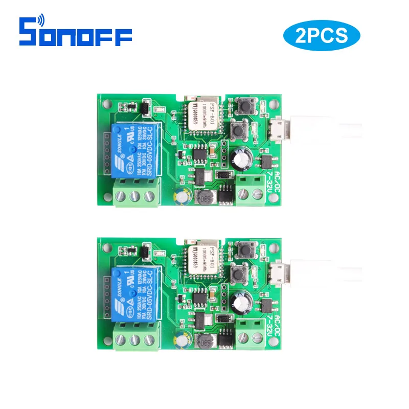 

2pcs Sonoff Remote Control DIY Wireless Switch relay Universal Module 1ch usb5v DC7-32V Timer for Smart Home access 10a