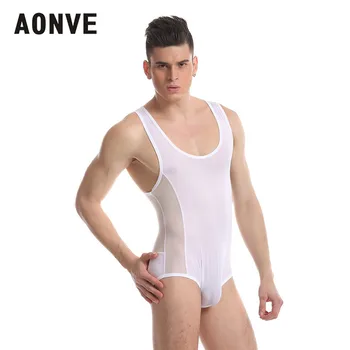 

Aonve Men Bodysuit Sexy Back Perspective Shaper Vest Soft High Elastic Underwear Shaper Hombre Body Strap Shaperwear S-XL