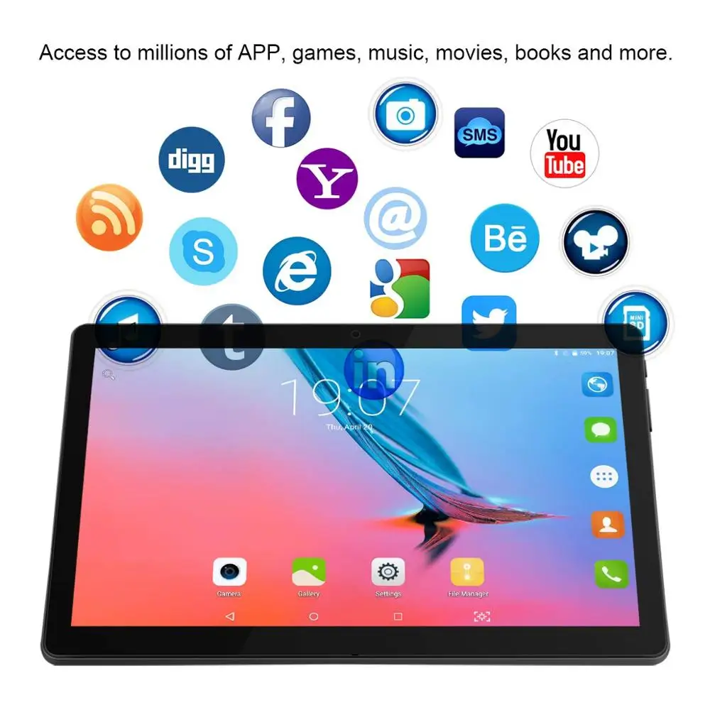 10.1 Inch Tablet Pc Android Tablet 1280*800 IPS 4GB+64GB Dual SIM 3G Tablet Quad Core Android 8.0 Bluetooth WiFi Tablets 10