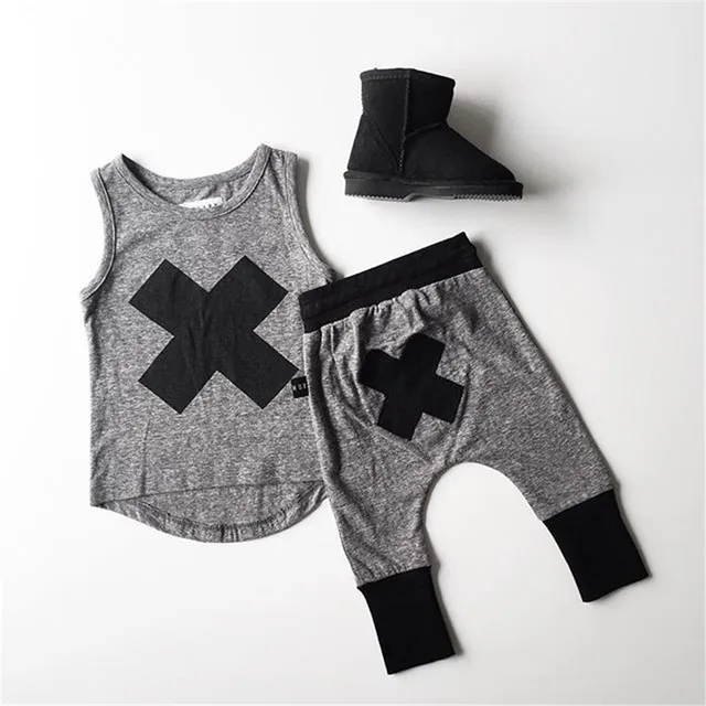 Kikikids 6setss Lot X Pattern Vest Pants Boy Vest Set 2016 Hottest