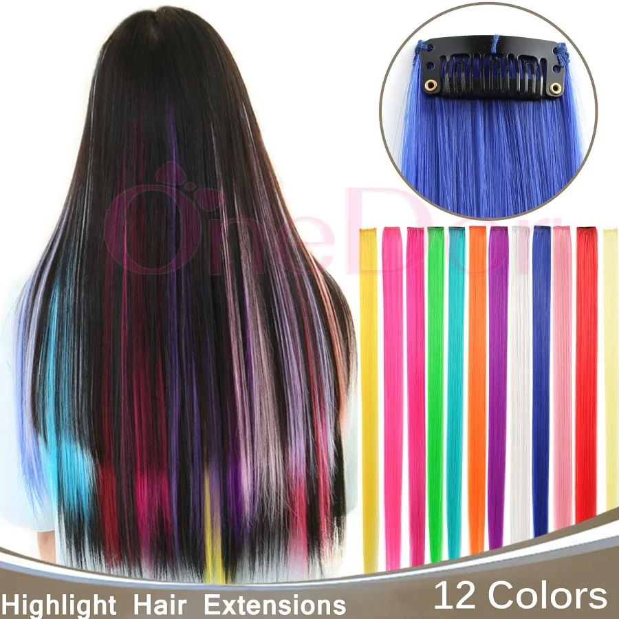 23"10pcs Single Color Hairpiece Straight Synthetic Hair Extension