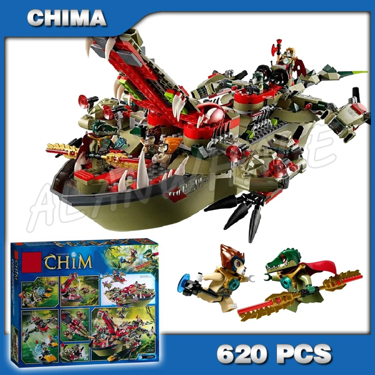 Us 4252 25 Off620pcs Cragger Command Ship Cocodile Crominus Crooler Rawzom 10061 Model Building Blocks Assemble Toy Brick Compatible With Lego In
