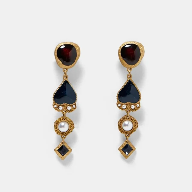 Dvacaman ZA Design Round Crystal Drop Earrings Women Gold Color Maxi Statement Earrings Wedding Party Jewelry Christmas Bijoux - Окраска металла: 18