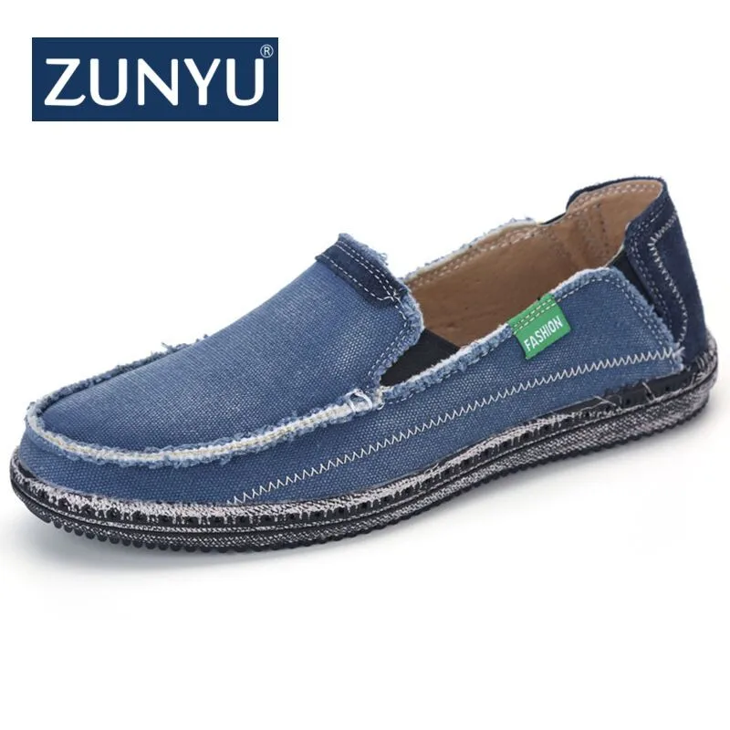

ZUNYU New Summer Casual Men Canvas Shoes Breathable Flats Men Casual Shoes Slip On Brand Men Fashion Jeans Canvas Lazy Shoes