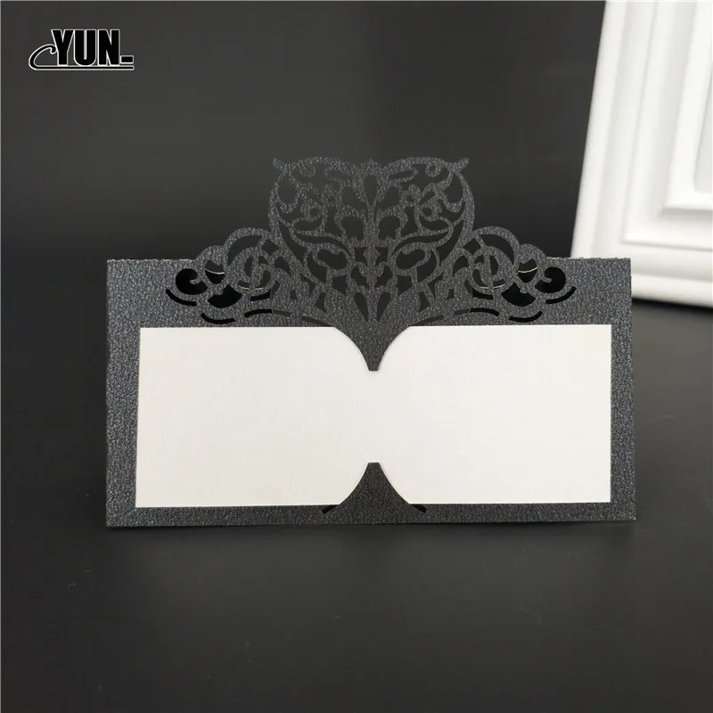 Laser Cut Place Cards 50Pcs Wedding Name Cards Guest Wedding Party Table Decoration Name Place Card Wedding Decoration 8D - Цвет: Black