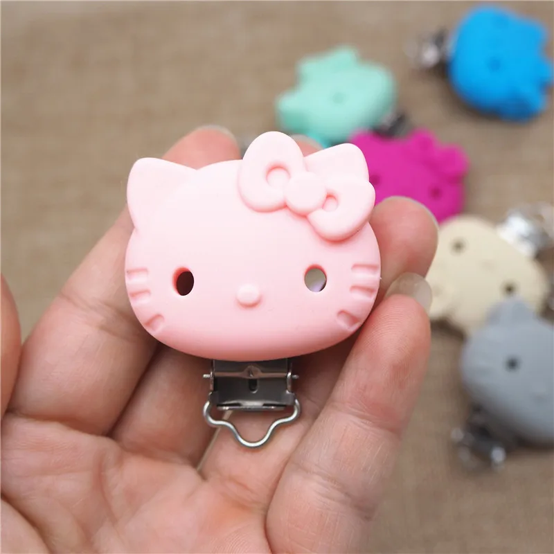 Chengkai 10 шт. силиконовые hello kitty грызунок с котом зажимы DIY Детские пустышки пустышка животное пустышка для младенца игрушка цепи клипсы BPA бесплатно