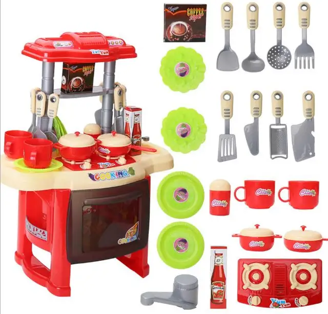 Baby Miniature Kitchen Plastic Pretend Play Food Children Toys With Baby Miniature Kitchen Plastic Pretend Play Food Children Toys With Music Light Kids Cooking Toy Set For S