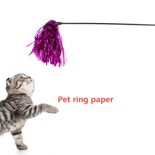 New Interesting 1 Pcs Colorful Ribbon Cat Toy Wand Pet Teaser For Cats Random Color Toys | Дом и сад