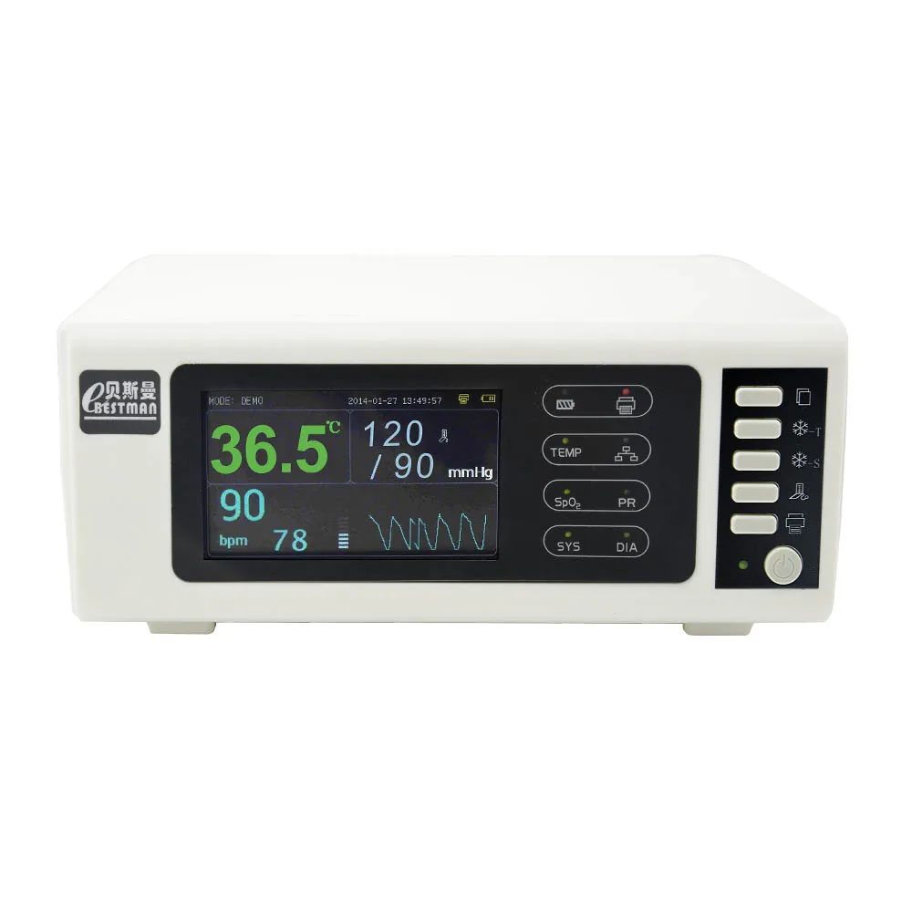 

Portable vital sign monitor 3 parameters patient monitor bedside monitor detect blood pressure temperature and pulse oximeter