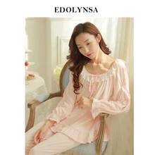 Пижамы для женщин, сексуальные пижамные комплекты, одноцветная Домашняя одежда, длинные штаны, одежда для сна, хлопок, Женская Удобная кружевная Домашняя одежда# H378