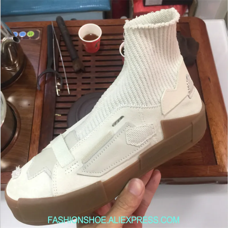 

Fashion Suede Leather Patchwork Sock Boots Casual Flat Platform Booties Slim Fall Women Ankle Boots Runway Street Style Botas