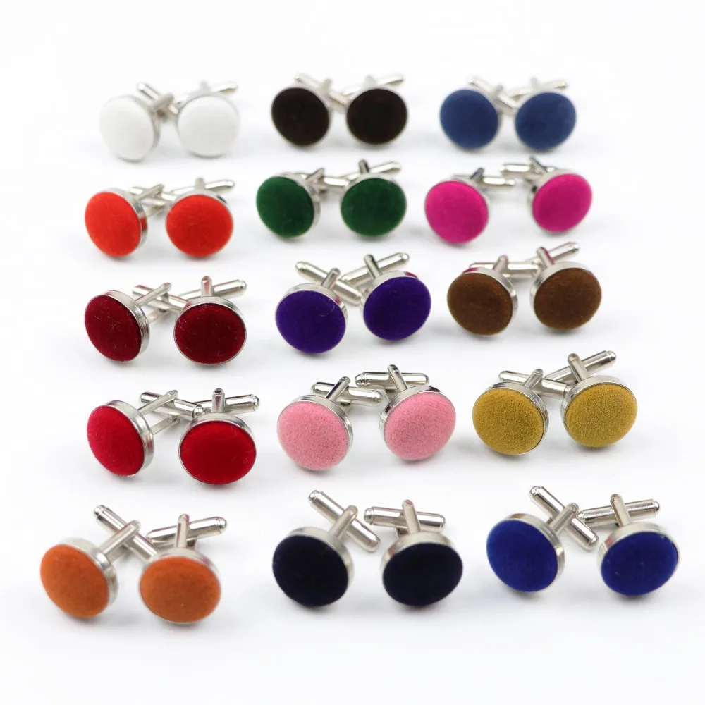 

Solid Micro Suede Cufflink Mens Shirt Colorful Cuff bottons Enamel Gem Classic Round Cufflinks Fashion Brand Jewelry