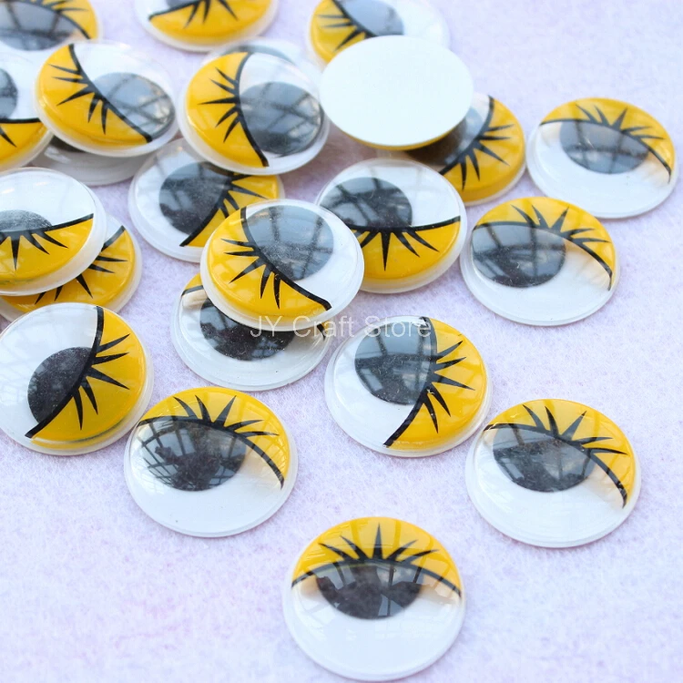 100pcs 30mm Yellow Eyelash Movable Eyes Plastic Moving Googly Eyes Doll