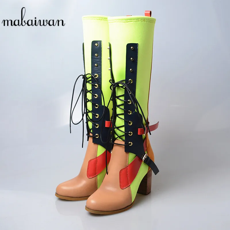 brown Femmes Bottes Talon Confortable coffee Brun In Haute Hiver En In Brown Extensible Genou Leather Véritable Mabaiwan Pompes Plush Chaussures Chaud Tissu coffee Femme Cuir Mode Short Plush fqwOZx5Ig