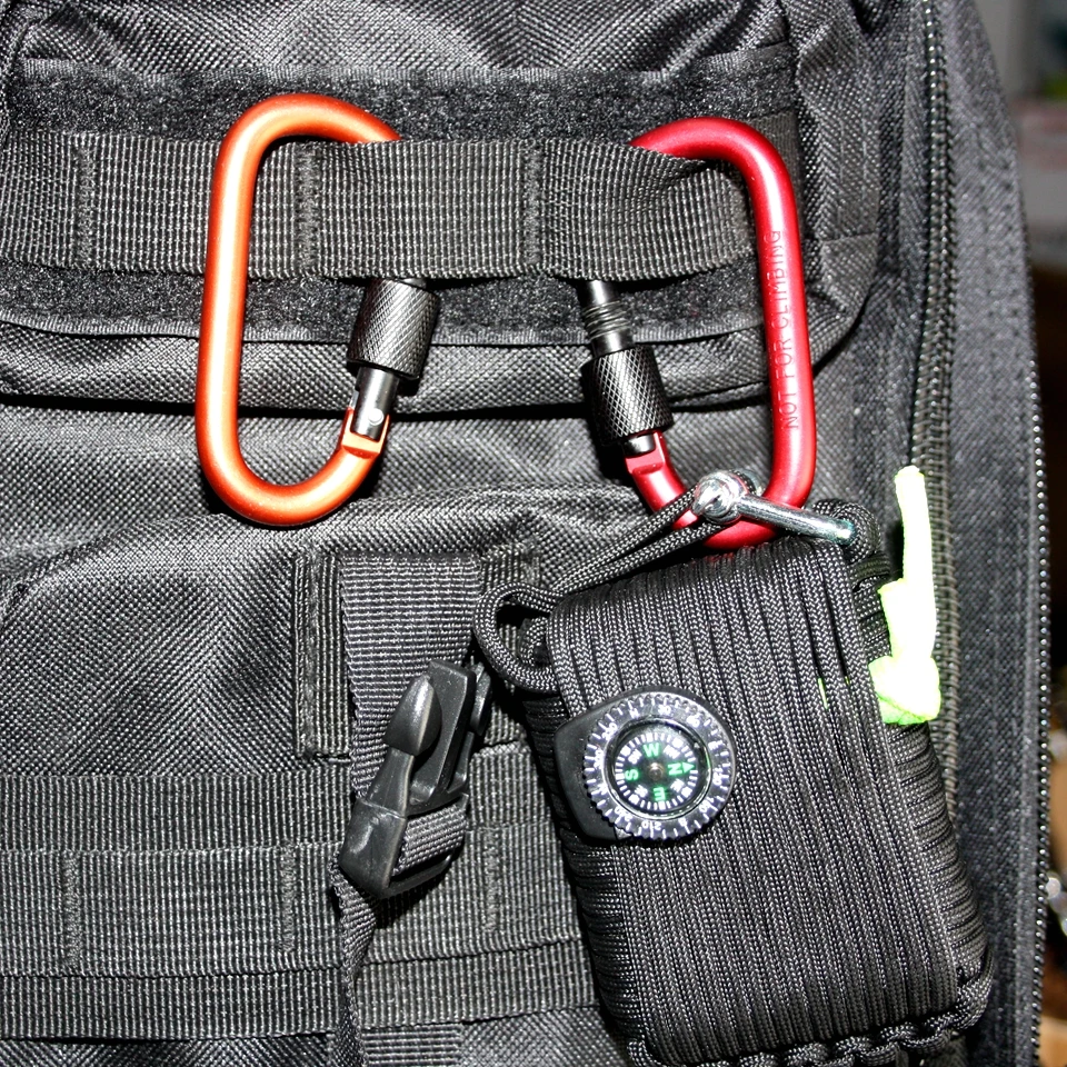 

Paracord 8cm Aluminum Carabiner Chain Clip Rotary Lock D Ring Buckle key Ring Camping Mountain Snap Hook Outdoor Travel Kit