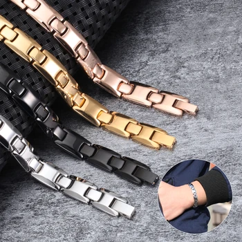 

Vinterly Magnetic Health Bracelet Men Black Energy Steel Magnetic Bracelet Male Chain Link Magnet Health Bracelets for Women