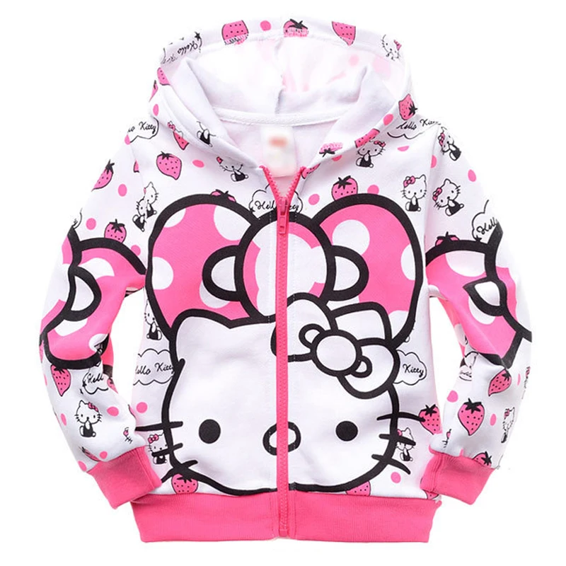 

Baby Girl Clothes Cartoon Kitty Girls Jackets Lovely Cotton Zipper Girls Hooded Coat Spring Kids Sweatshirt 2-8 Years Old