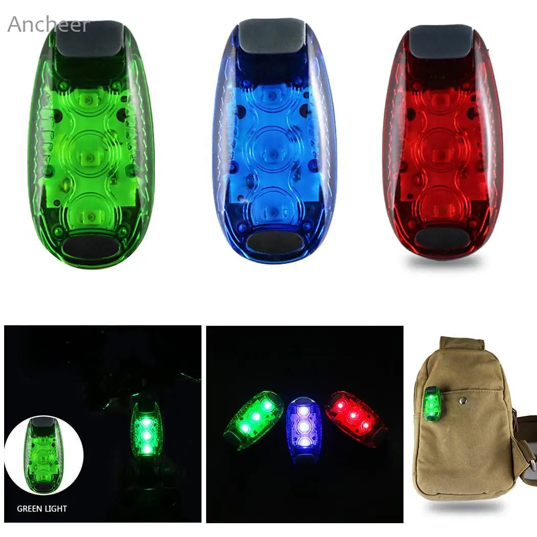 3 LED Bicycle Tail Light Flashing Outdoor Walking Running Cycling Safety Warning Clip Tail Light