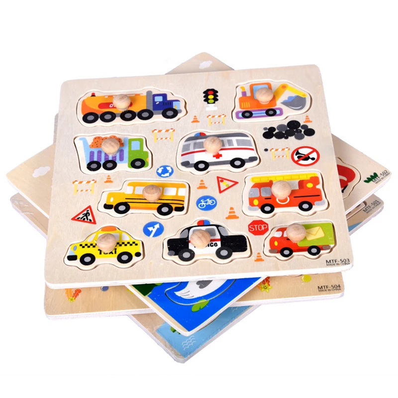 

Hand Grab Board Wooden Toys Puzzle Animals Ocean Farm Traffic Geometric Shape Puzzles Intelligent Educational Toys For Children