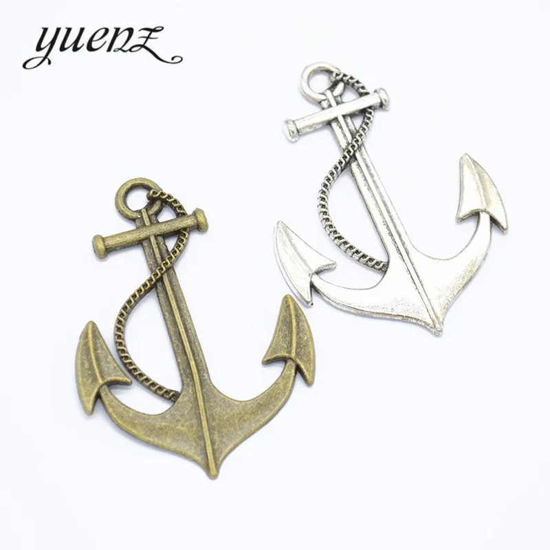 

YuenZ 4 pcs Antique Silver Bronze Anchor Charms Metal Pendants Jewelry Making Accessories Diy Handmade 55*40mm H49