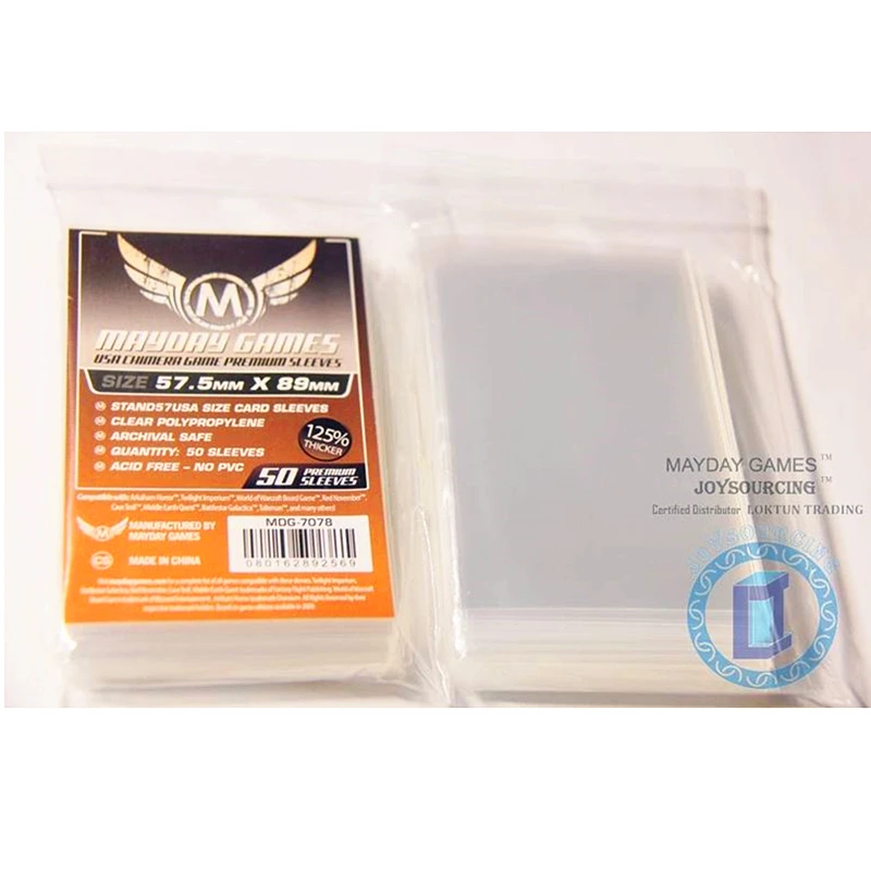 50 Sleeves MAYDAY Board Games Cards MDG 7078 for 57.5*89mm Premium thicker Sleeves Protective clear card sleeves