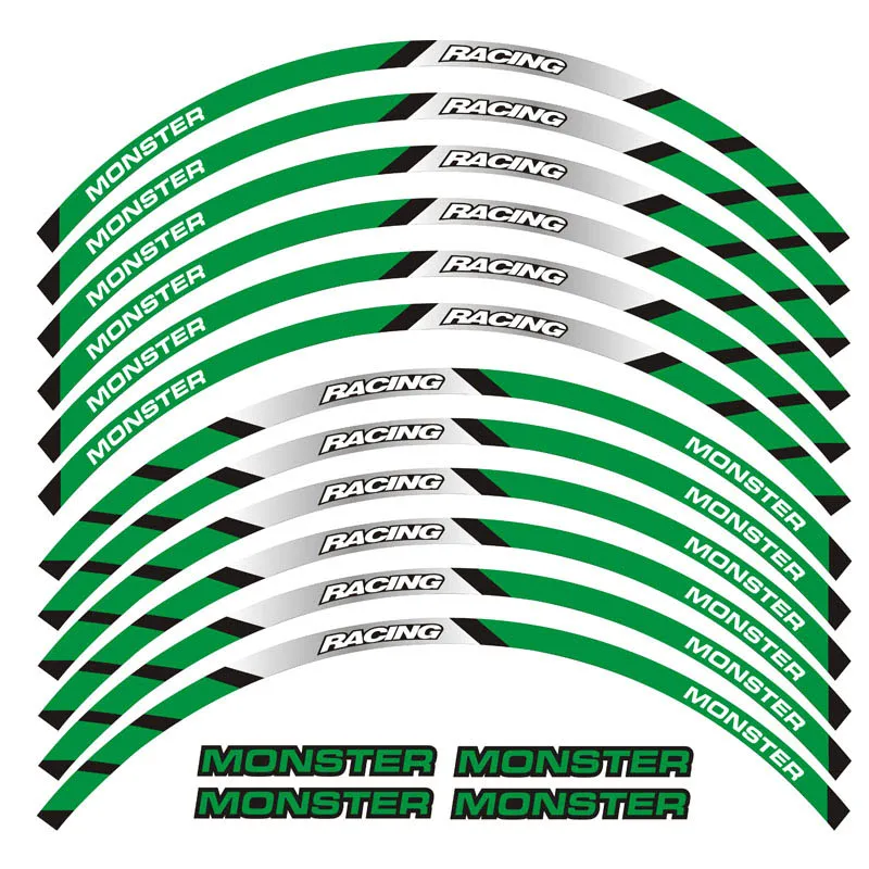 Новая высококачественная наклейка для колес мотоцикла 12 шт. светоотражающий обод в полоску для DUCATI MONSTER 695 696 796 1100 1100S - Цвет: 3