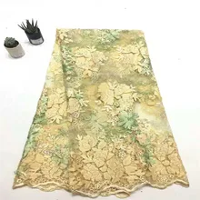 

Latest Gold African Lace Fabric 2018 High Quality Lace Embroidery French Mesh With Sequins Nigerian Lace Dress Material F1249