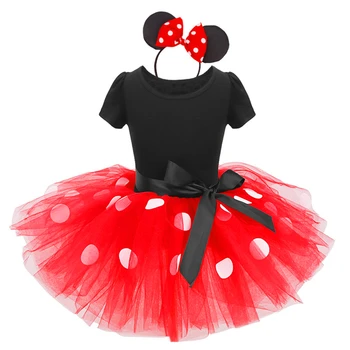 

2pcs Baby Girl Clothes Set Short Sleeve Polka Dot Minnie Mouse Dress Headband Baby Girls Birthday Mickey Mouse Cake Smash Outfit