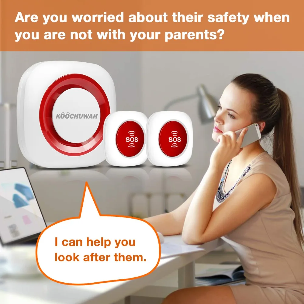 Koochuwah система тревожной кнопки SMS сигнализация 2G сеть GSM аварийная кнопка безопасности беспроводная кнопка тревожной сигнализации кнопка вызова для пожилых людей