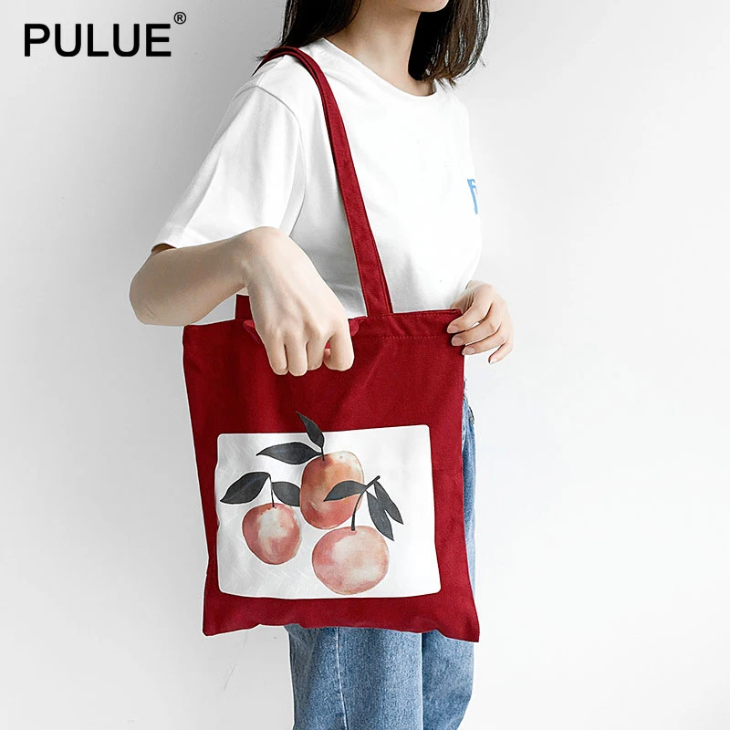 

New High Quality Canvas Shopping Bag Large Capacity Reusable Shopping Tote Eco Cotton Multifunction Zipper Single Shoulder Bags