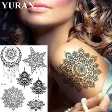 Юран большие серьги Henna Mandala цветок Индии пикантные пользовательские красочные металлические Временные татуировки, наклейки Для женщин на руку груди больших звезд, Луны для татуировки