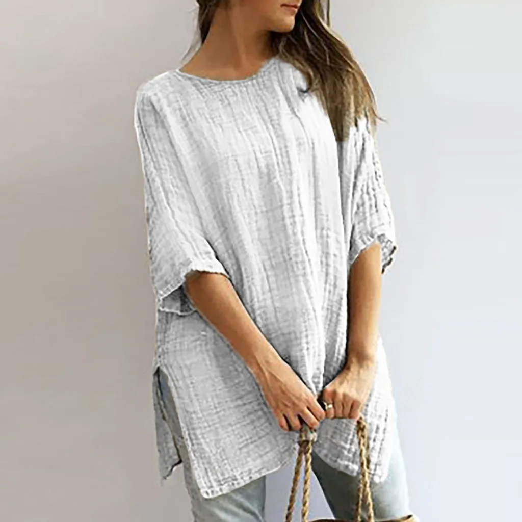 Women Tops Ladies Blouse Summer Solid Clothing Round Neck Basic Tee Fashion Half Sleeves Tunic Stylish Vintage |