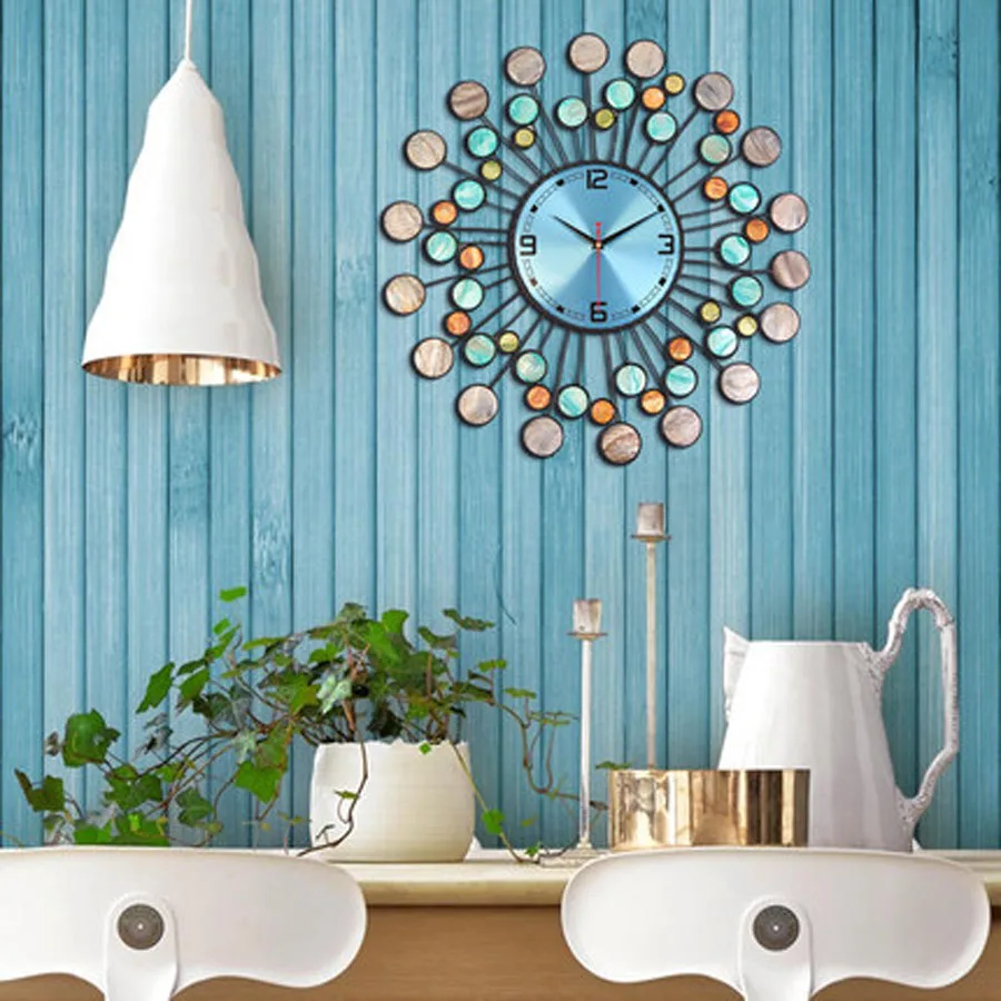 

Large Metal Wall Clock Modern Design Living Room Decoration Mediterranean Iron Luxury Clocks Wall Watch Home Decor Silent 58 cm