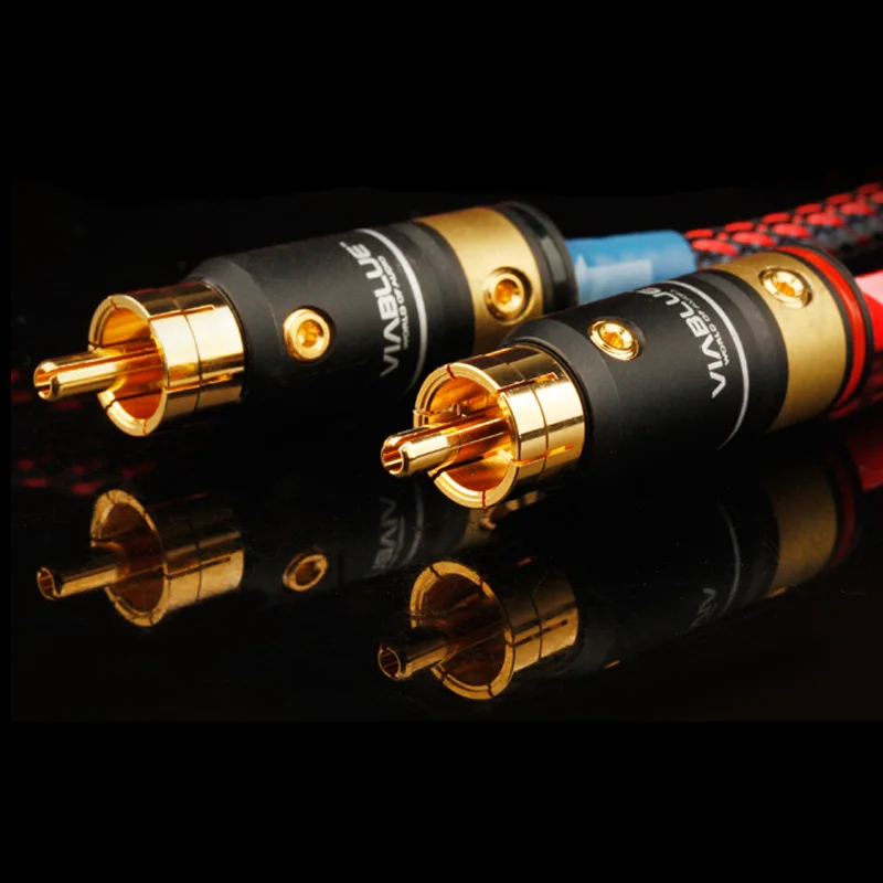 XiaoFan X5 Single Crystal Copper Speaker 2 RCA Double Lotus Head Audio Cable 2 to 2 Audio Amplifier Signal Cable Free Shipping