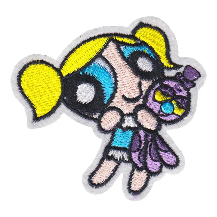 Изысканные из мультфильма Powerpuff девушки вышивка металлик нашивки для одежды этикетки для одежда в полоску - Цвет: N-BT5577