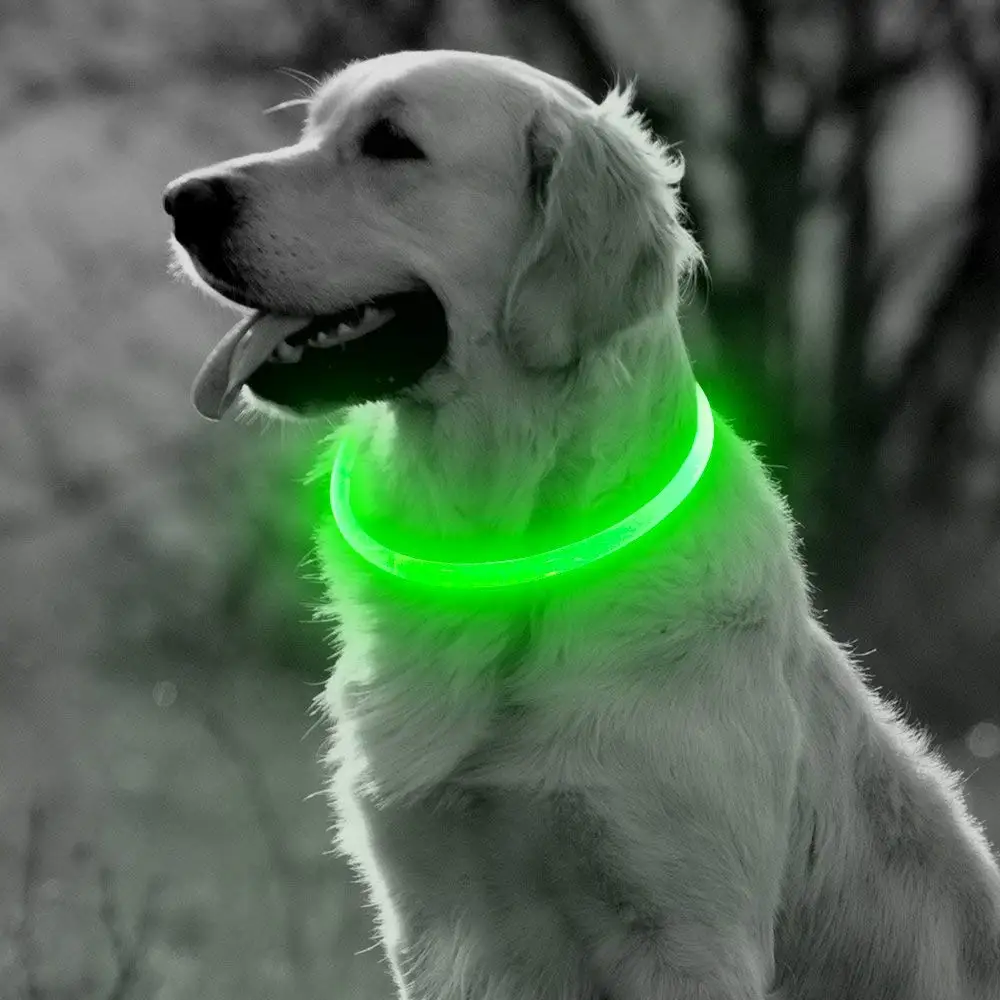 

LED Light Dog Collar USB Rechargeable Glowing Dog Collars Luminous Pet Flash Night Charging Collars for Small Medium Large Dog