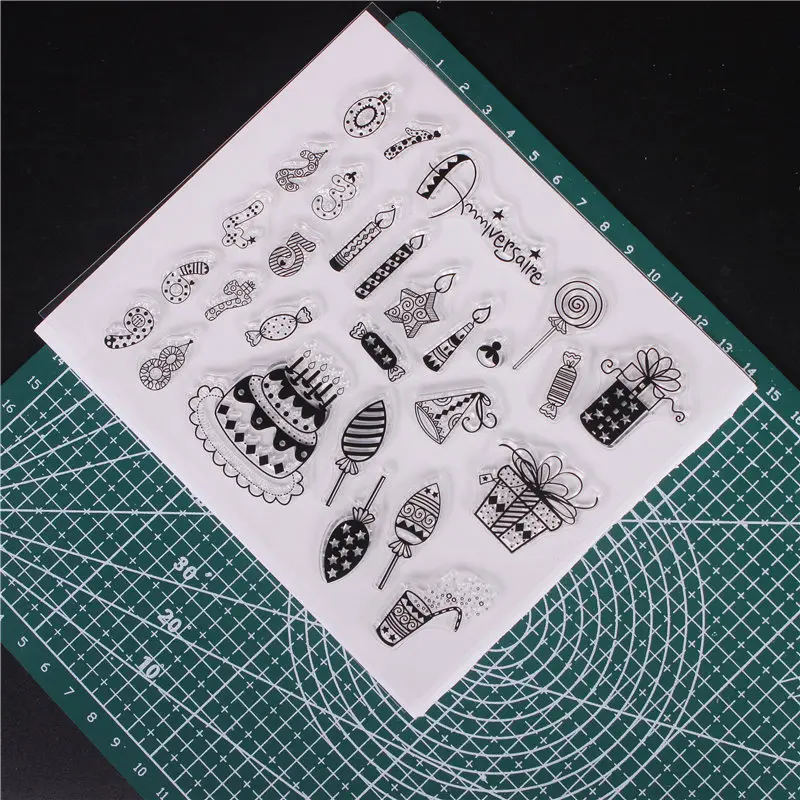 French word Birthday Rubber Silicone Clear Stamps for Scrapbooking Tampons Transparents Seal