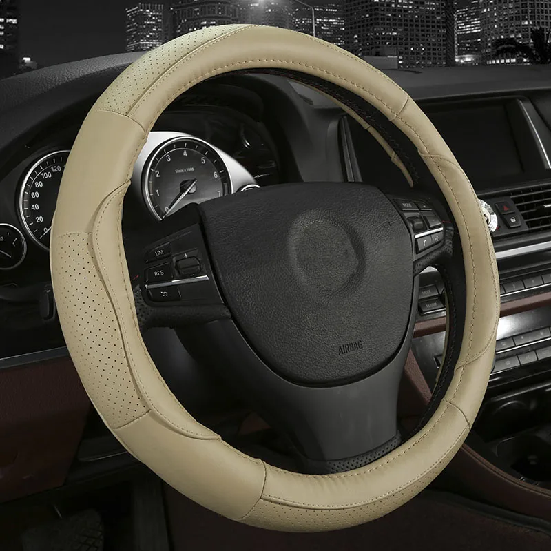 4colors Cowhide Car Steering Wheel Cover Size 38cm For Toyota Rav4 4colors Cowhide Car Steering Wheel Cover Size 38cm For Toyota Rav4 Corolla Prius Camry Crown Vios Mark X Auris Styling In Covers From