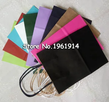 

40PCS/lot Kraft paper Gift bag with handle/ 21x15x8cm/wedding birthday party gift package bags / Christmas new year Wholesale