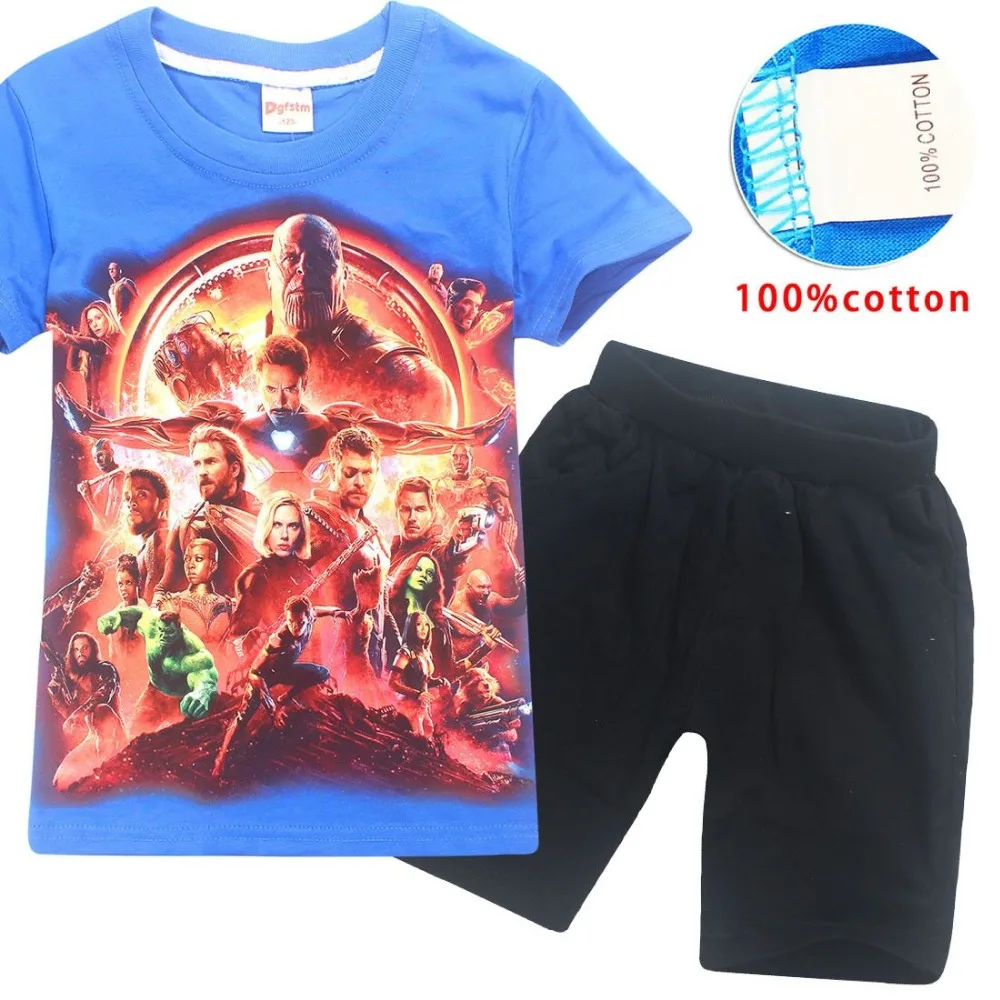 Мстители: коллекция года, новая детская летняя футболка, футболка Топ+ штаны, спортивные комплекты, спортивные комплекты, комплекты одежды