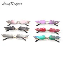 Роскошные Дизайнерские узкие солнечные очки с огненным пламенем для женщин и мужчин, волнистые солнцезащитные очки без оправы,, модные солнцезащитные очки, очки с тентом, уличная одежда