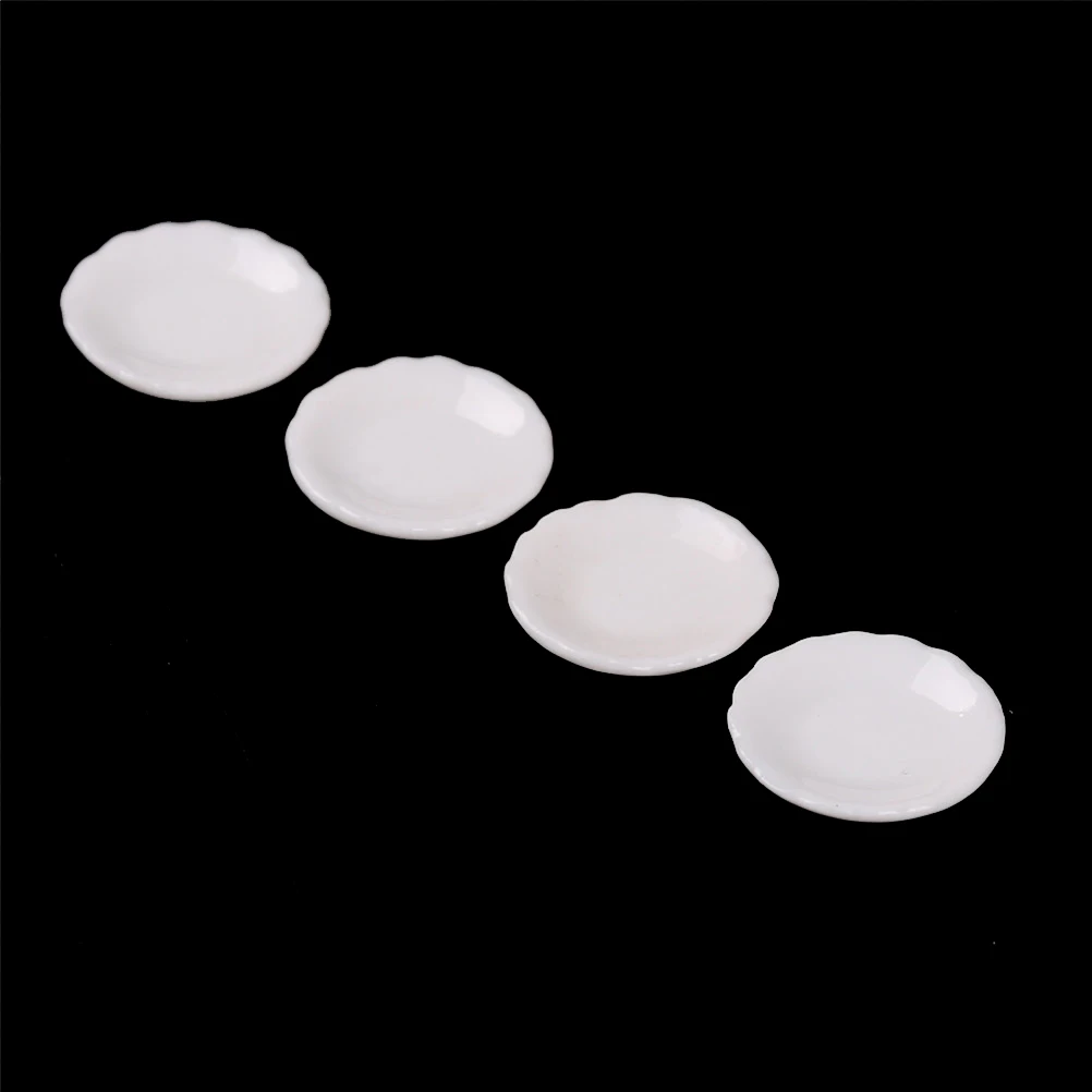 4 шт./компл. белая посуда миниатюрные столовые приборы для 1:12 кукольная мебель аксессуар круглой формы посуда тарелка посуда Кухня игрушка