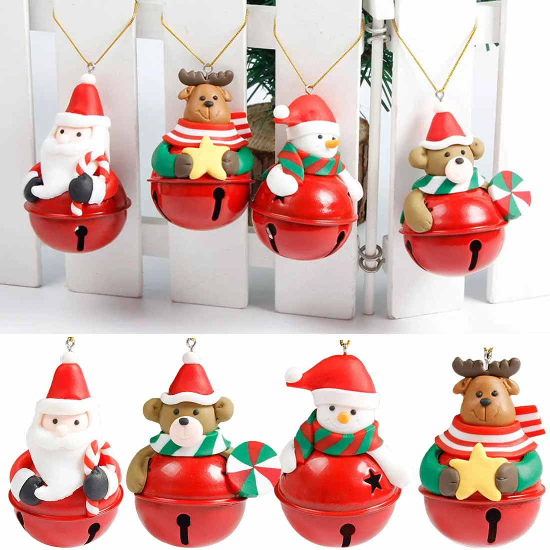 Милу олень Санта Клаус Снеговик с золотым колокольчиком шар висячие украшения кукла игрушка рождественские украшения для дома Рождественская елка Декор