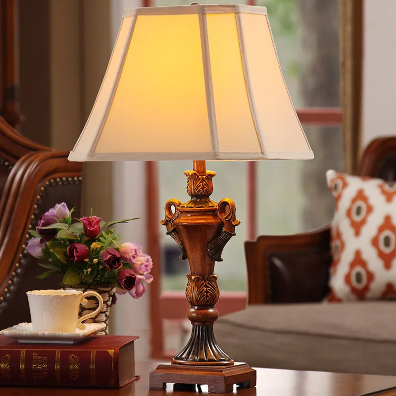 

YOOK 30*55CM American Country Resin Table Lamp for Bedroom Bedside Living Room Retro Table Lamp for Reading Room