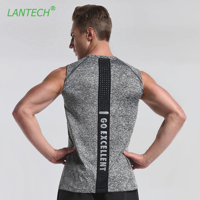 LANTECH мужской жилет Летний бегущий Фитнес упражнения модные повседневные топы